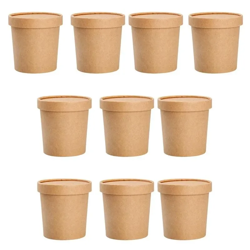 Customizd Soup Container Kraft Paper Noodle Cup Hot Soup Bowls with Lids - Image 6
