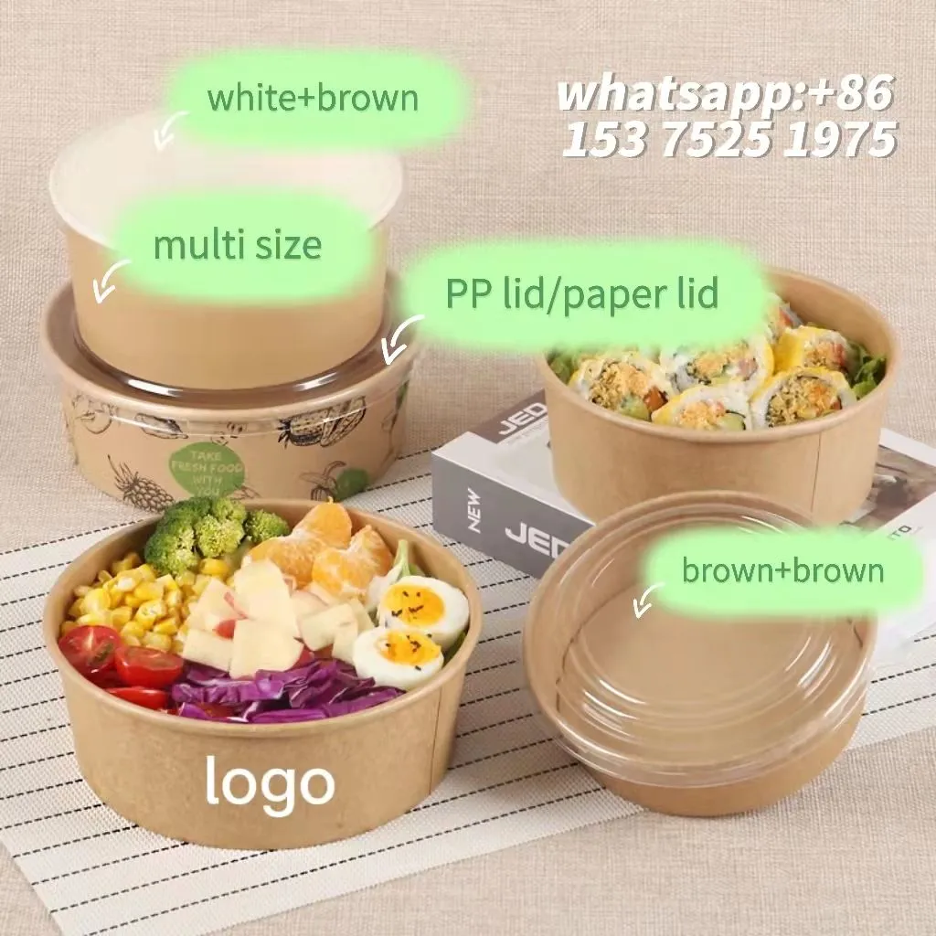 Customized Microwave Heated Enlarged Round Bowl Kraft Paper Salad Bowl - Image 8