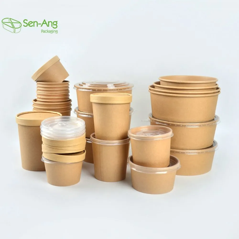 Customized Design Disposable Eco-Friendly Soup Salad Kraft Paper Bowls