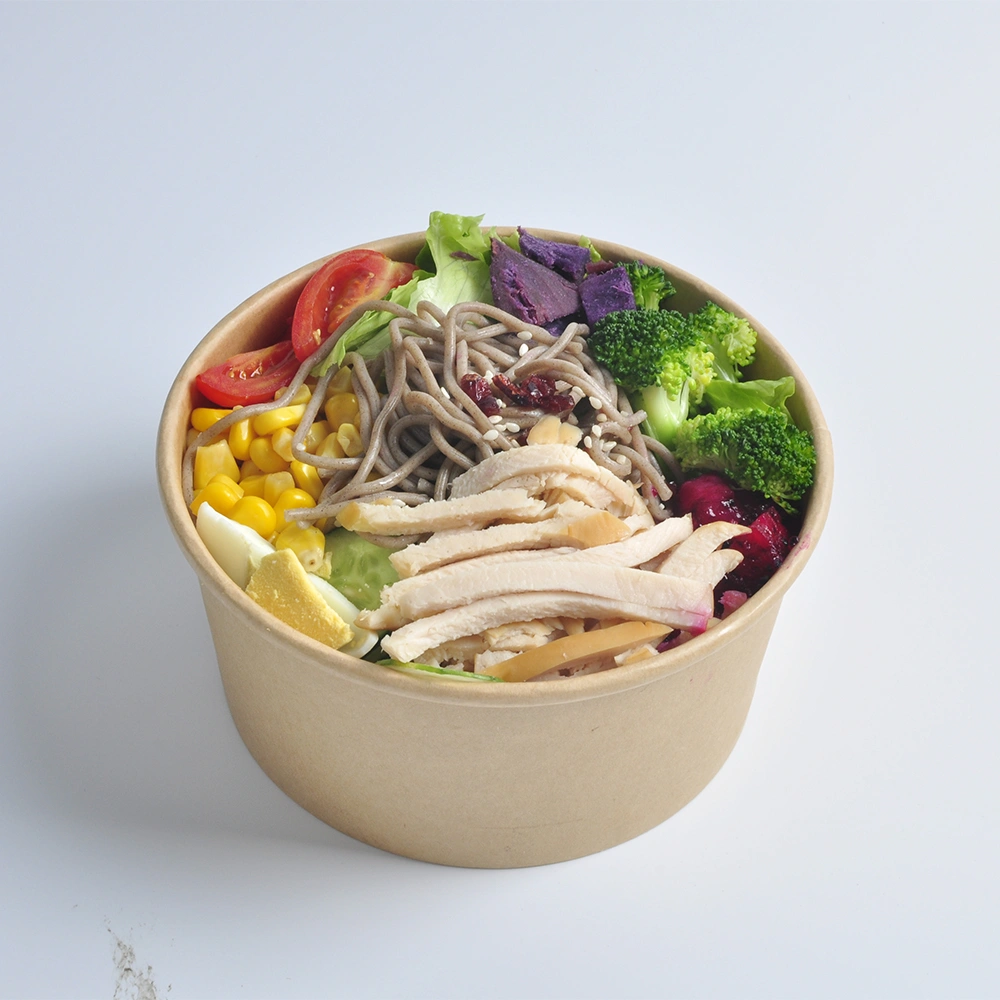 Custom High Quality 1000ml Takeout Kraft Paper Noodle Soup Bowl