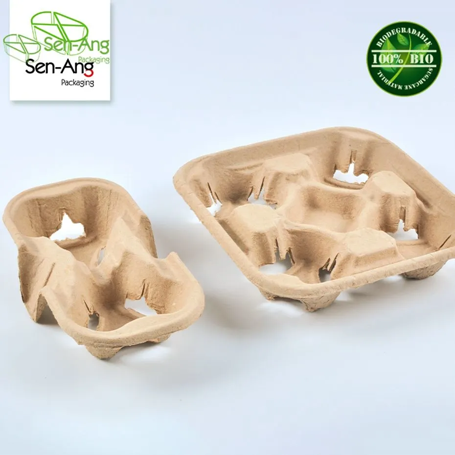 Take Away Drink Carrier Sugarcane Cup Holder For Coffee