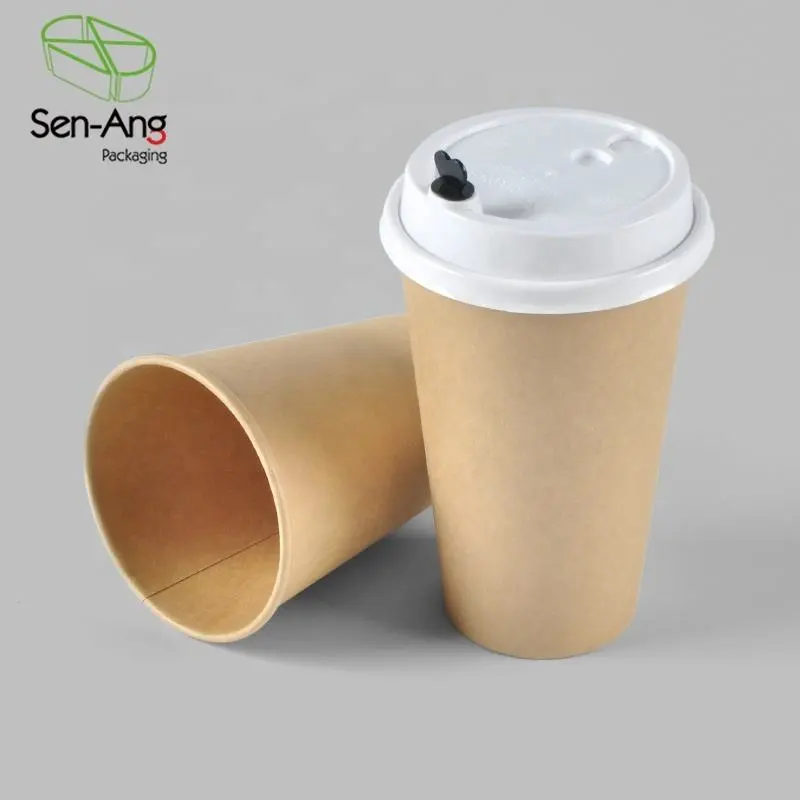 Eco Friendly Customized Take Away Disposable Kraft Paper Coffee Cup with Lid