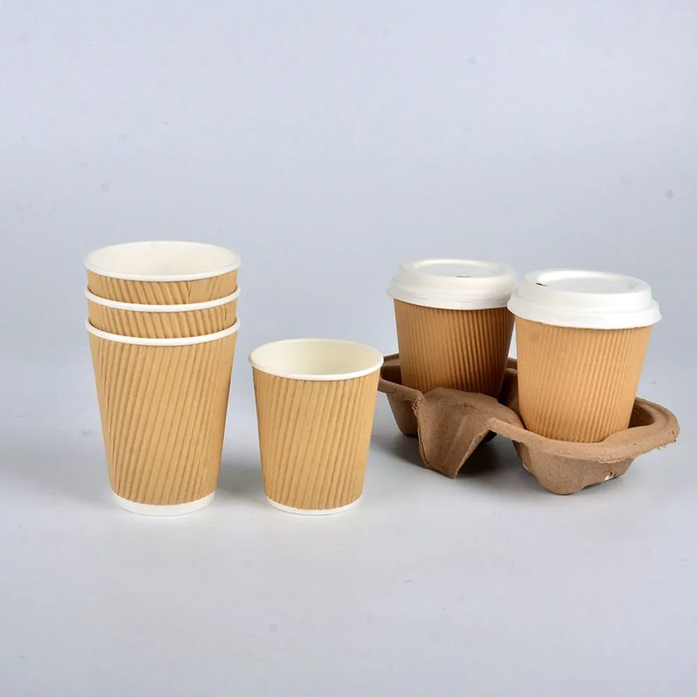 Custom Disposable Top Quality 4oz 8oz 12oz Ripple Wall Paper Coffee Cup
