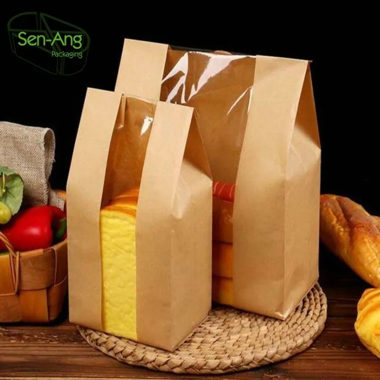 Disposable Kraft Paper with Clear Window Bread Bag