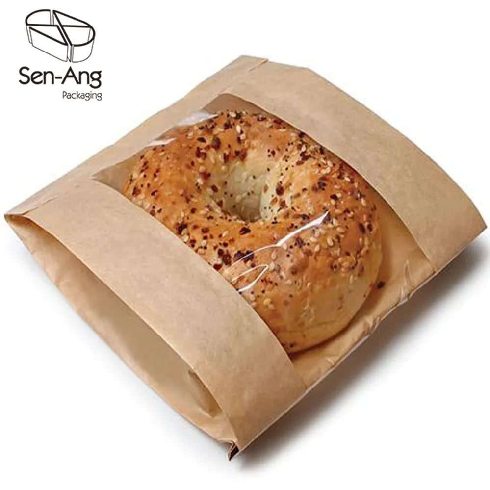 Fashion Customized Cooky Kraft Paper Packing Disposable Bread Bag