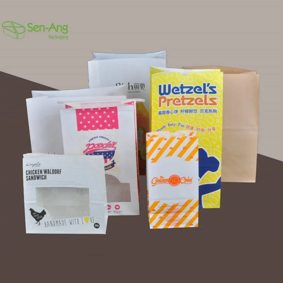 In Stock Brown Kraft Takeaway Use White Paper Bag