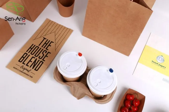 Custom Eco Friendly New Arrival Oilproof Kraft Paper Bag with Handle - Image 4