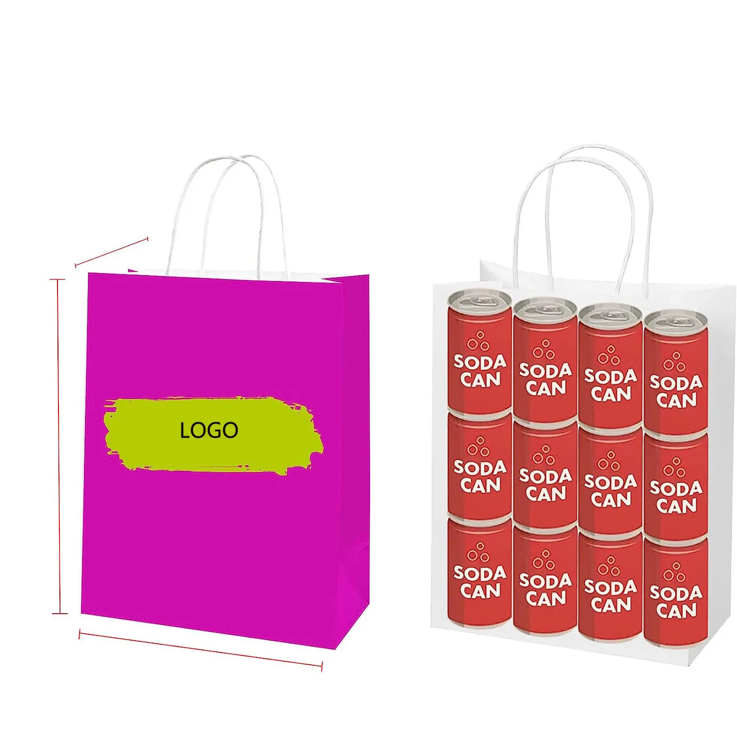 Custom Design Kraft Paper Bag For Shopping Flat Handle Paper Bag