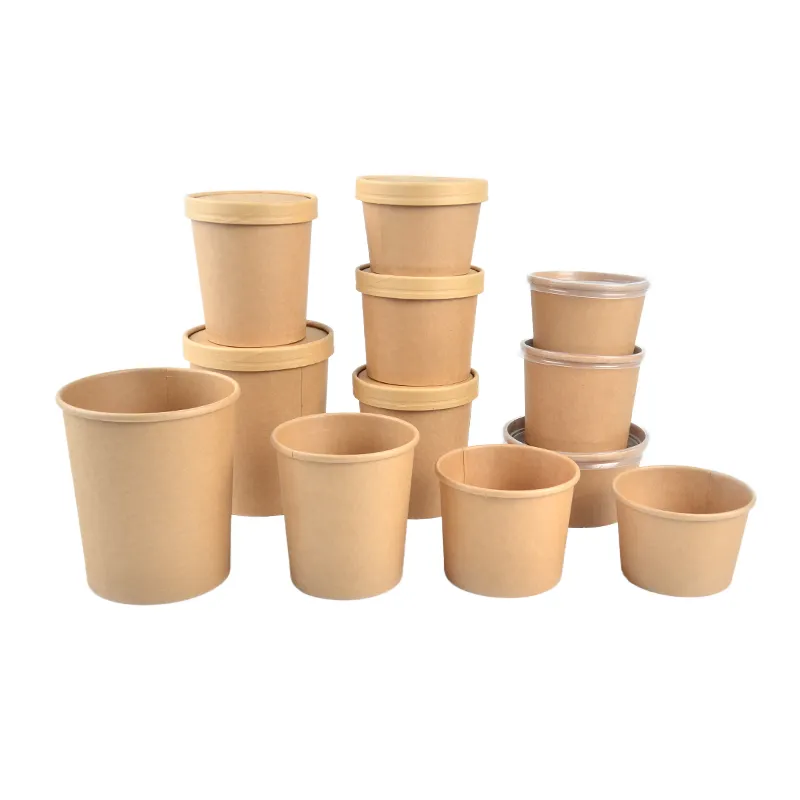 Paper Kraft Soup 16oz 32oz Hot Fast Food Noodle Bucket