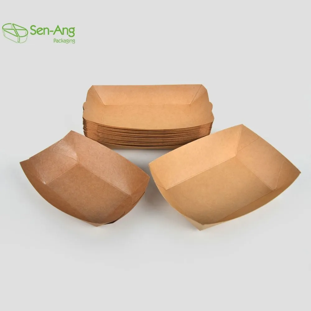 Disposable Cardboard Snack Chicken Takeout Paper Boat Tray - Image 3