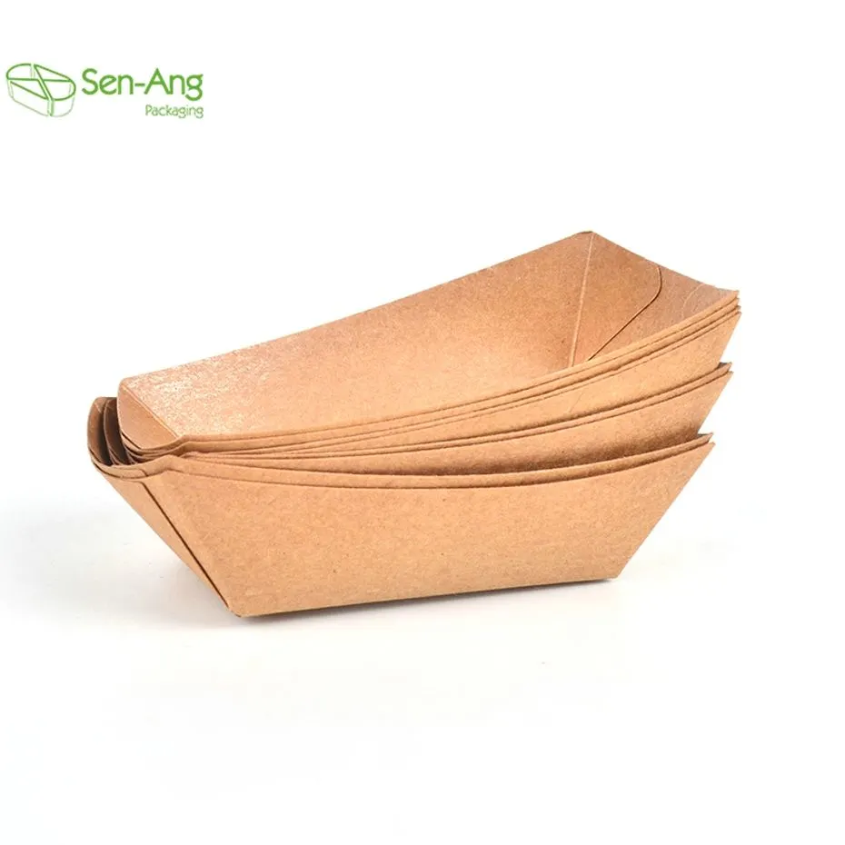 Disposable Cardboard Snack Chicken Takeout Paper Boat Tray - Image 4
