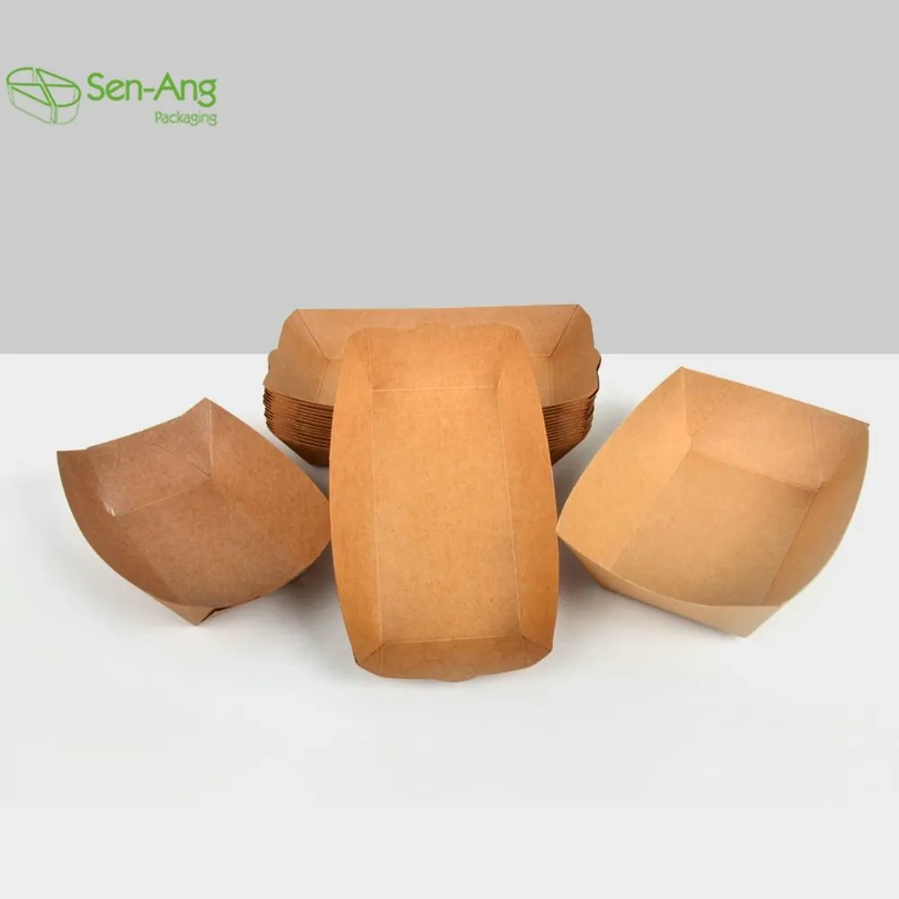Best Price Disposable Food Boat Shape Ship Type Kraft Paper Tray