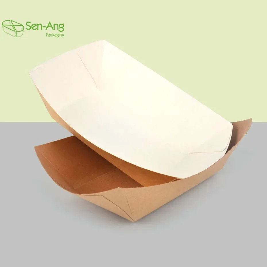 Disposable Eco Recycled Kraft Custom Size Paper Food Tray