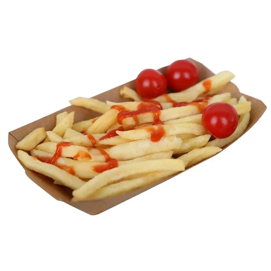 Disposable Kraft Paper Food Boat Take Away Fried Chicken Chips Paper Tray