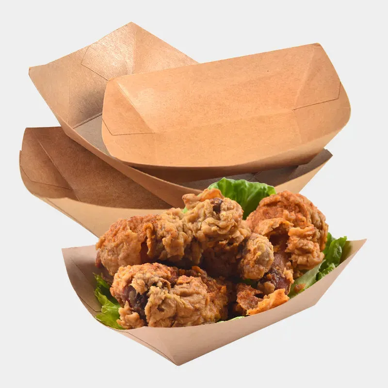 Disposable Kraft Paper Food Boat Take Away Fried Chicken Chips Paper Tray - Image 4