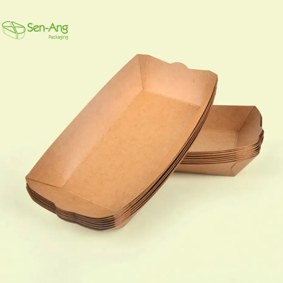 Disposable Kraft Paper Food Boat Take Away Fried Chicken Chips Paper Tray - Image 5
