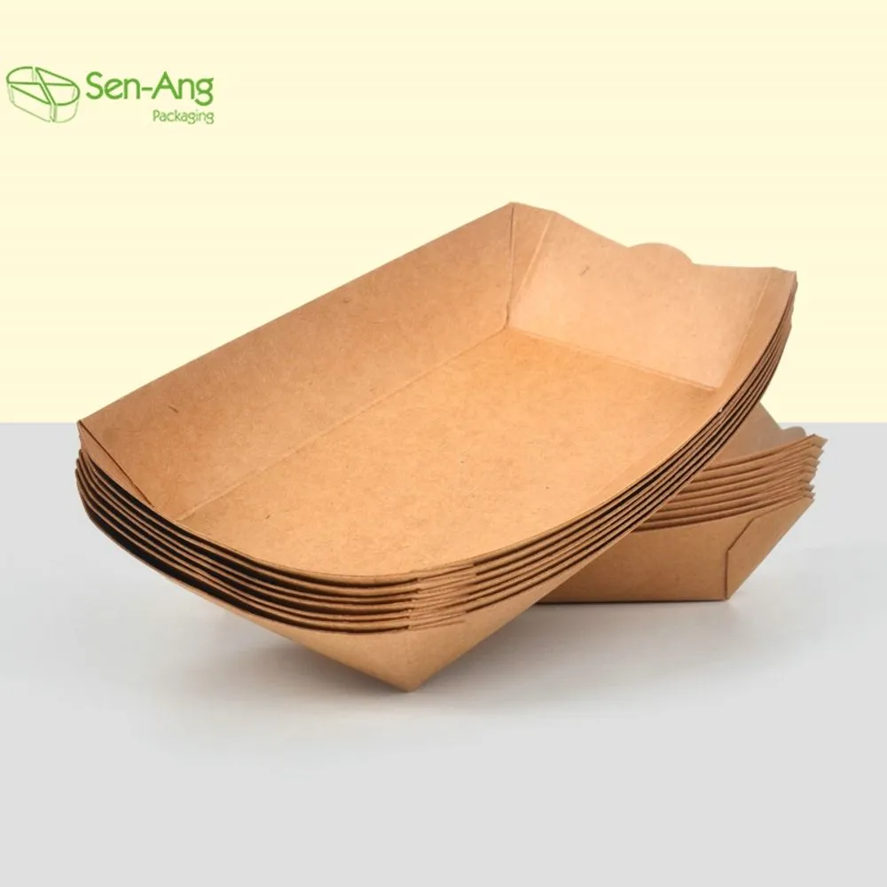 Factory Price Disposable Sushi Container Snack Kraft Boat Tray