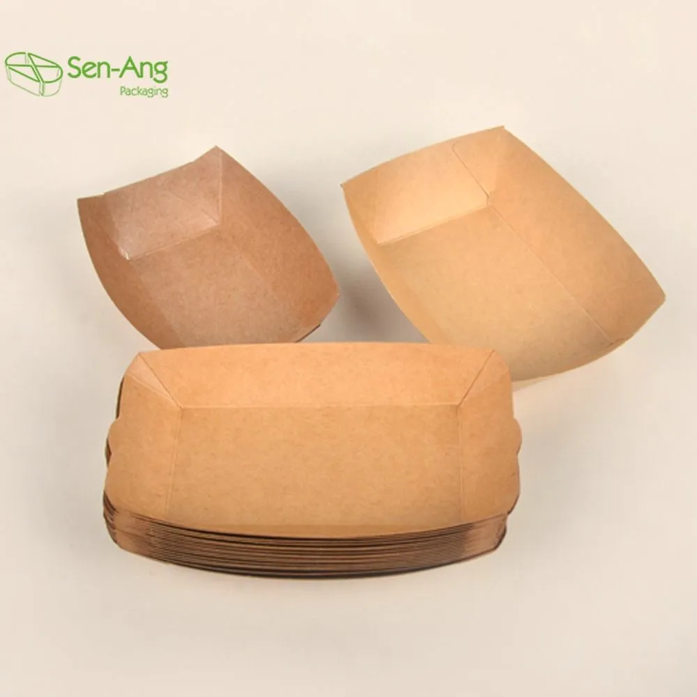 New Design Disposable Fast Food Snack French Fry Kraft Paper Boat Tray