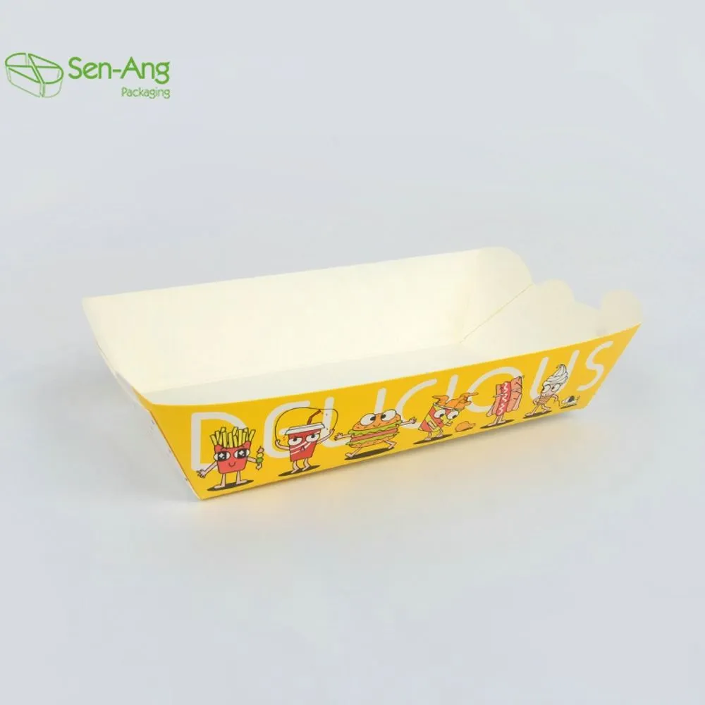 New Design Disposable Fast Food Snack French Fry Kraft Paper Boat Tray - Image 3