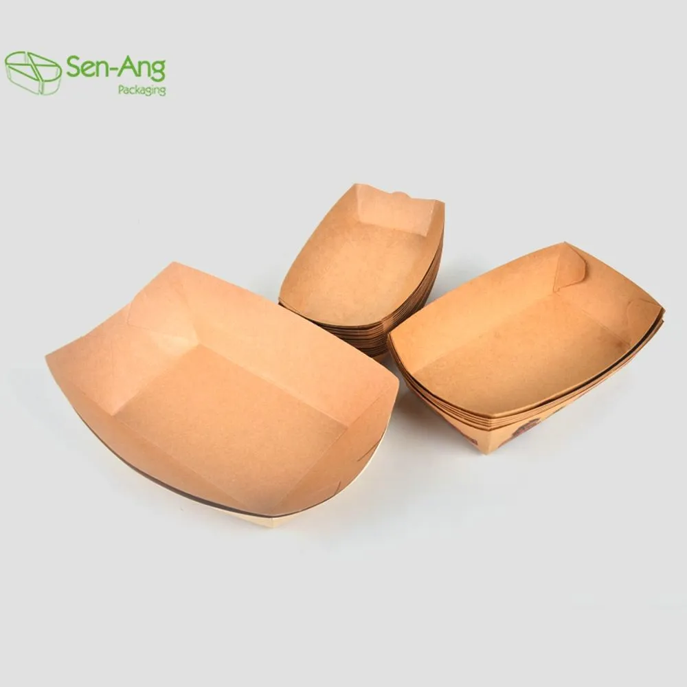 New Design Disposable Fast Food Snack French Fry Kraft Paper Boat Tray - Image 4