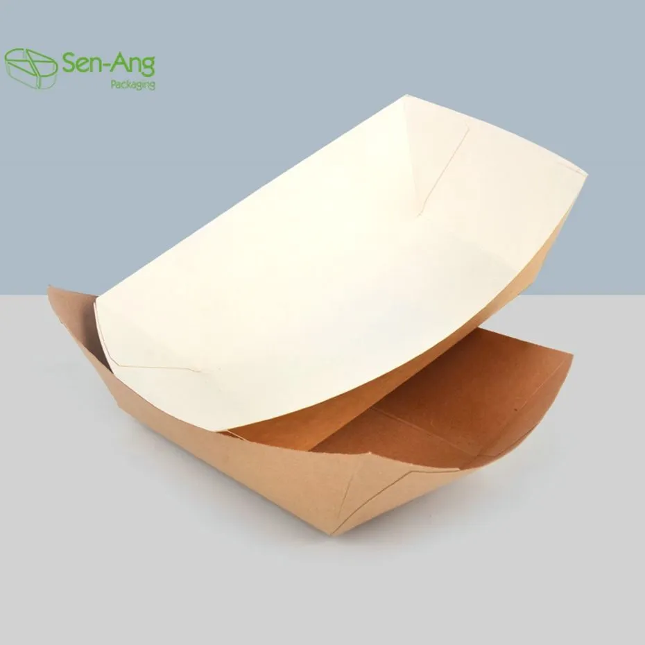 New Design Disposable Fast Food Snack French Fry Kraft Paper Boat Tray - Image 5