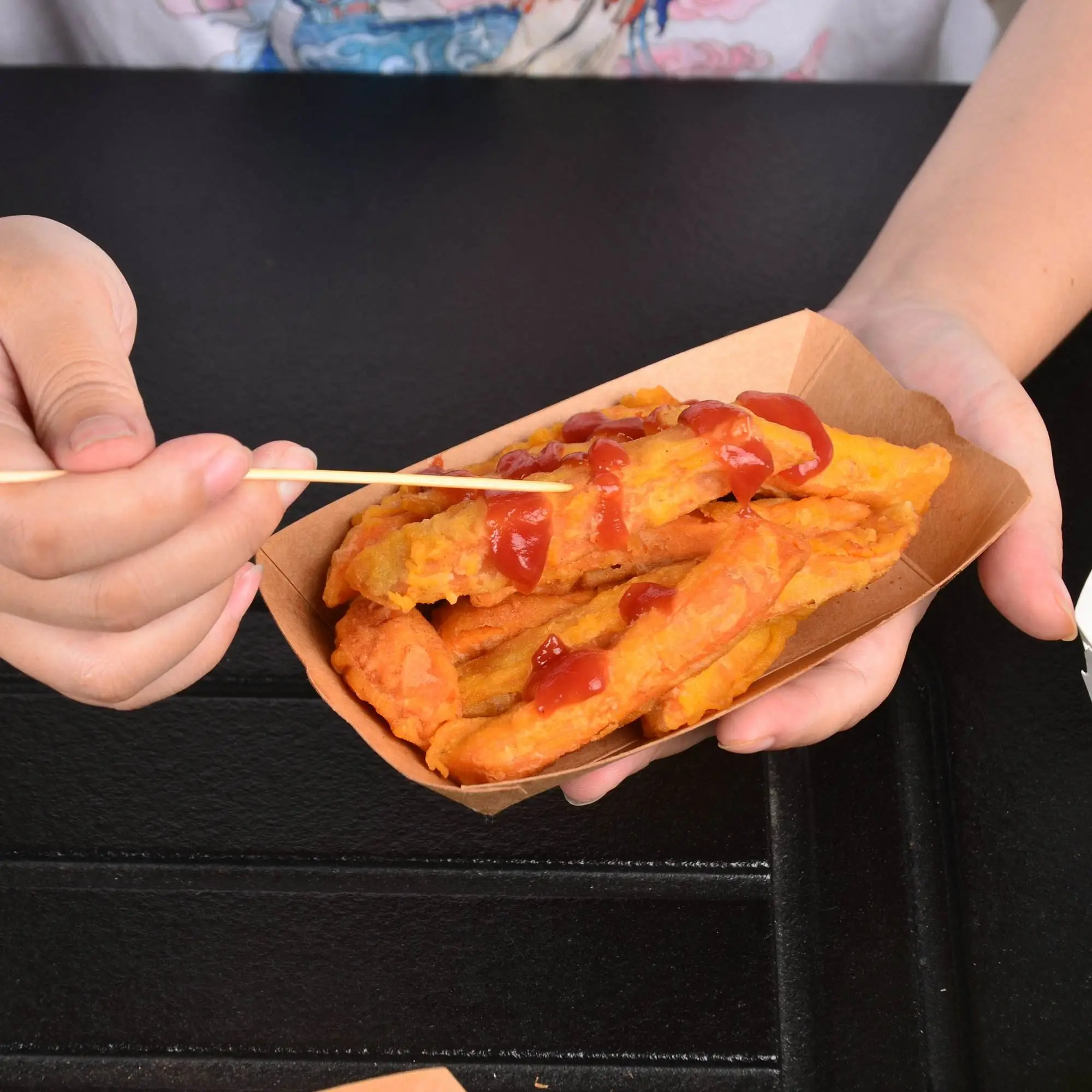 New Design Disposable Fast Food Snack French Fry Kraft Paper Boat Tray - Image 7