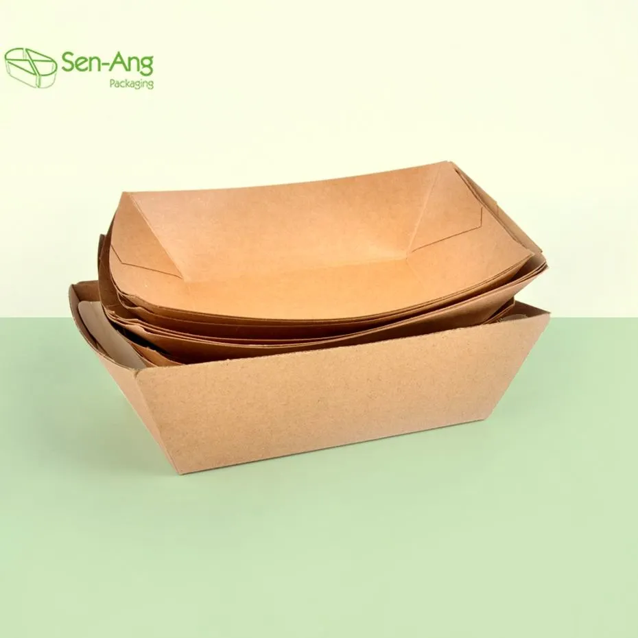 The New Listing Kraft Paper Boat Disposable Biodegradable Take Away Tray