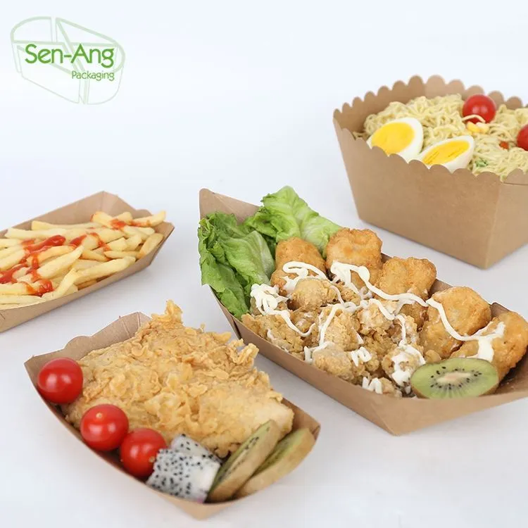 The New Listing Kraft Paper Boat Disposable Biodegradable Take Away Tray - Image 3