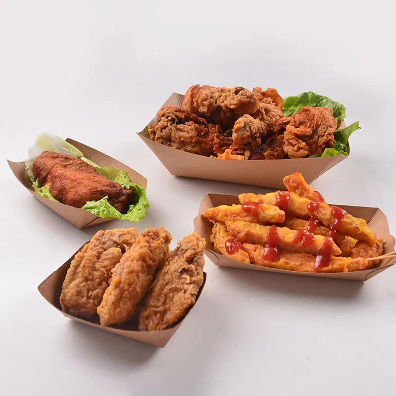 The New Listing Kraft Paper Boat Disposable Biodegradable Take Away Tray - Image 4