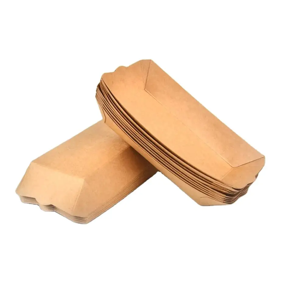 Take Away Varnish Printing Handled Fried Chicken Chips Boat Tray