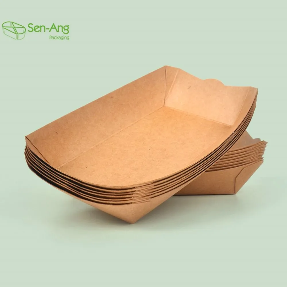 Promotion Kraft Ship Type Paper Tray Takeaway Boat Shape Tray - Image 3