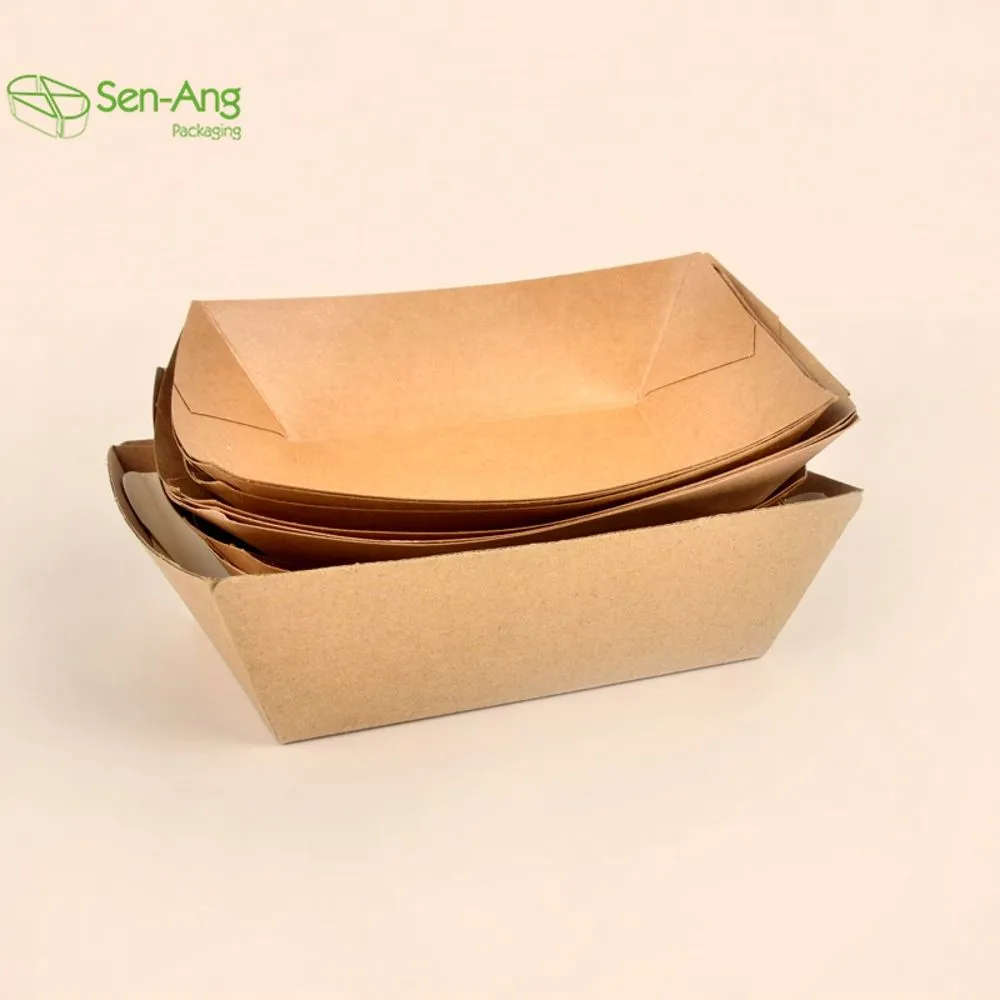 Promotion Kraft Ship Type Paper Tray Takeaway Boat Shape Tray - Image 4