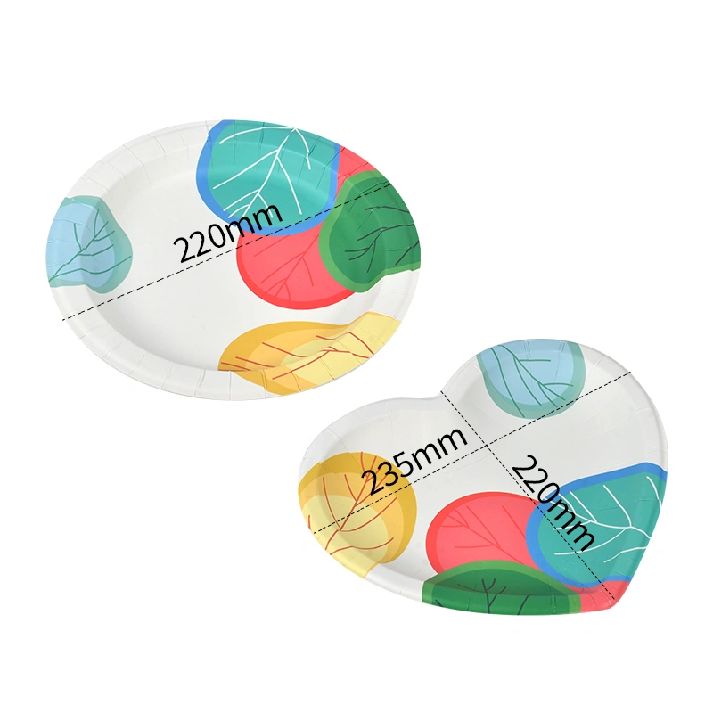 Wholesale Eco Friendly Custom Wood Grain Paper Plate Heart Paper Tray - Image 8