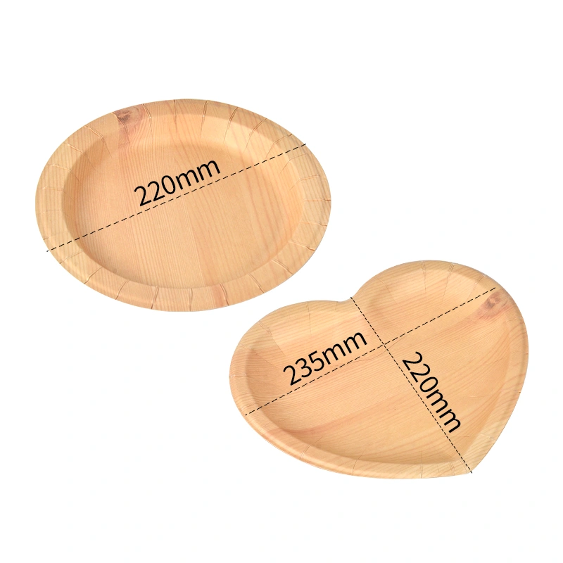 Wholesale Eco Friendly Custom Wood Grain Paper Plate Heart Paper Tray - Image 9