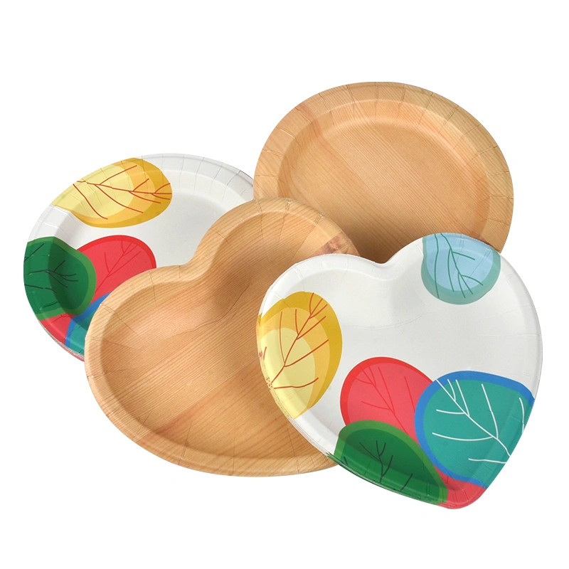 Customized Wood Grain Paper Plate Disposable Paper Plate for Food - Image 4