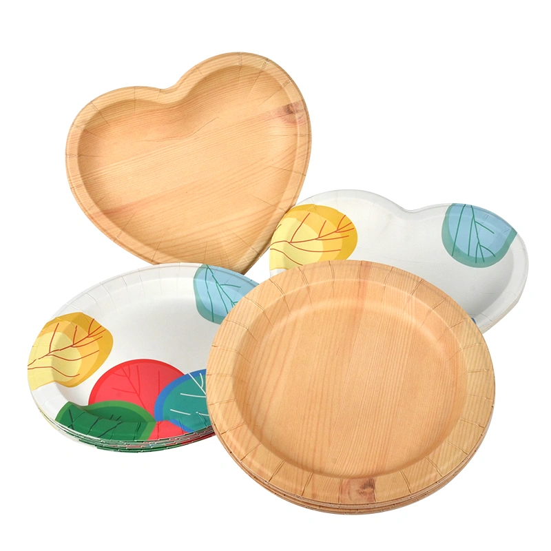 Customized Wood Grain Paper Plate Disposable Paper Plate for Food - Image 7