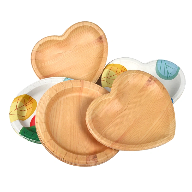 Customized Wood Grain Paper Plate Disposable Paper Plate for Food - Image 8