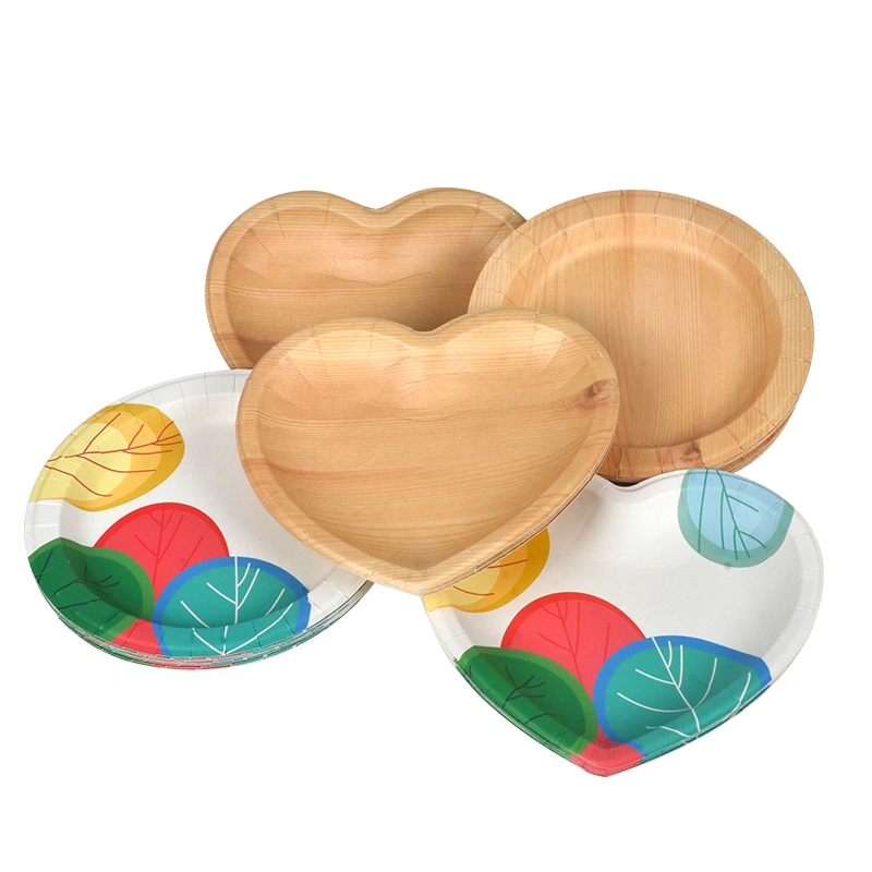 Customized Wood Grain Paper Plate Disposable Paper Plate for Food - Image 9