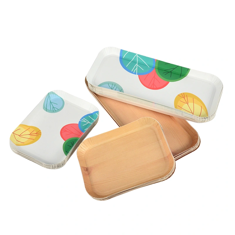 Disposable Colorful Heavy Duty Compostable BBQ Picnic Paper Tray