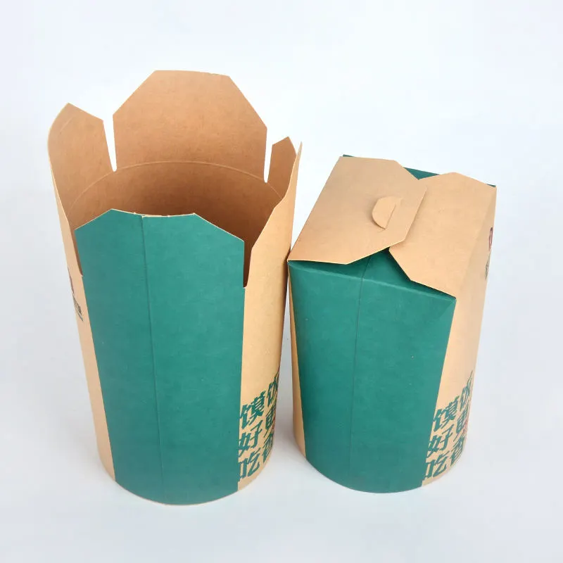 Kraft Take Away Packaging Noodle Takeout Box with Handle