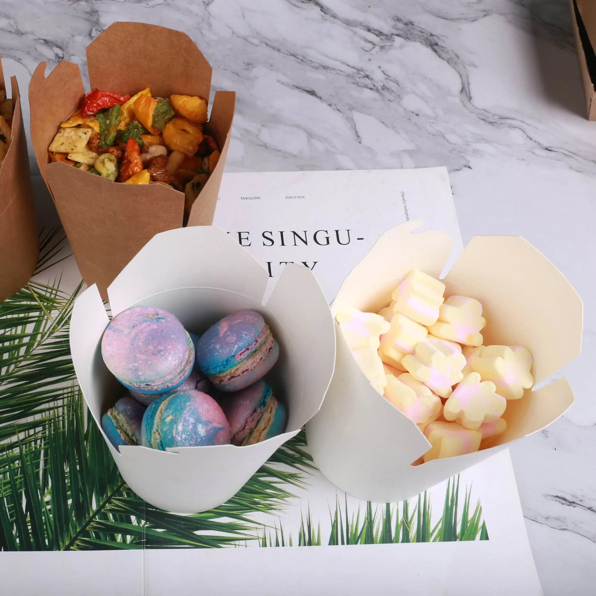 Wholesale White Takeaway Soup Pasta Packaging 16oz Paper Noodle Box