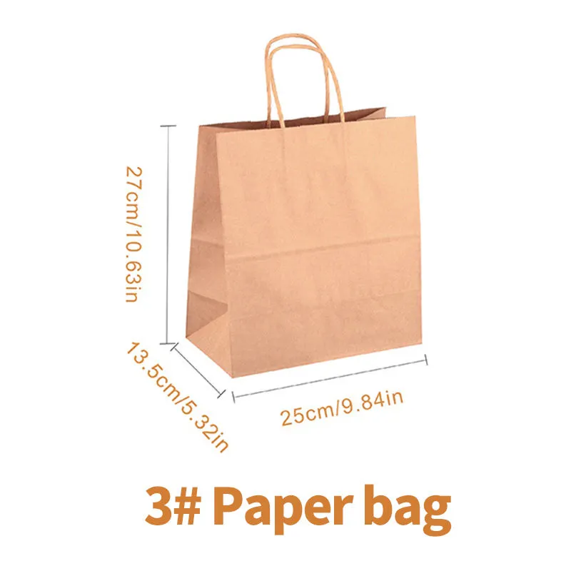Custom Printing Kraft Paper Bag Fast Food Take Away Twisted Handle Bag