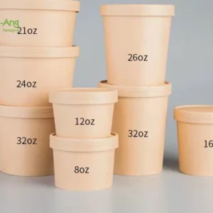 Disposable Biodegradable Take Out Kraft Paper Soup Bowl with Lid
