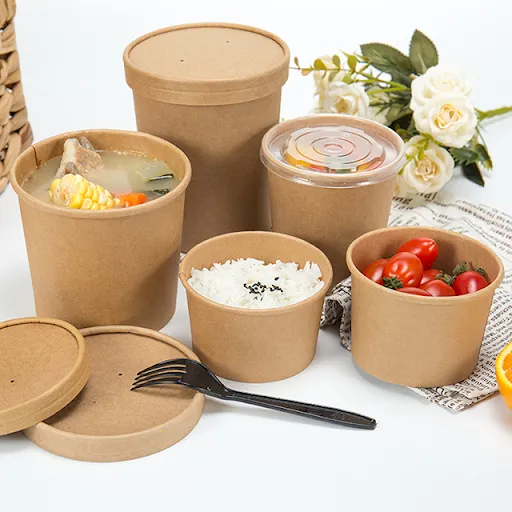 Disposable Eco Friendly 20oz 26oz 32oz Kraft Paper Bowl - Image 5