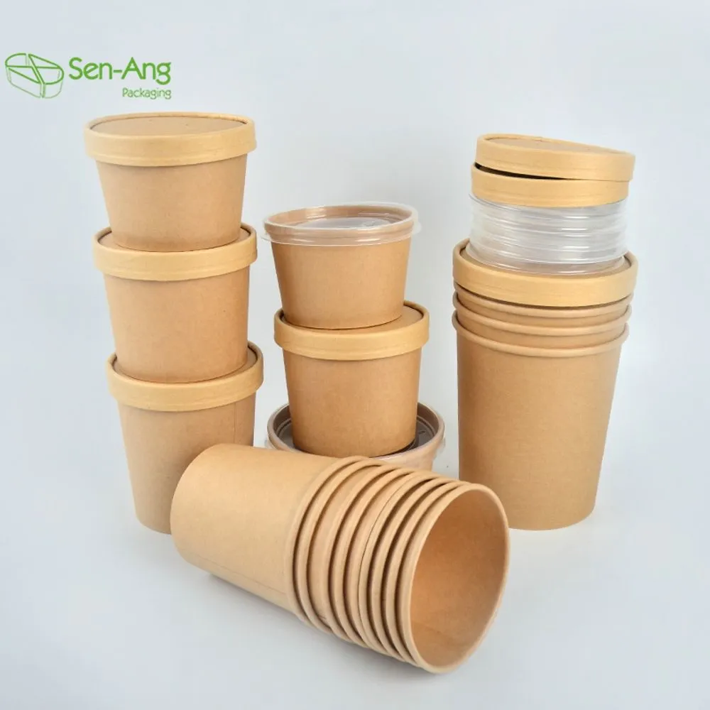 Take Away Food Salad Package 8oz with Lid Paper Soup Bowl