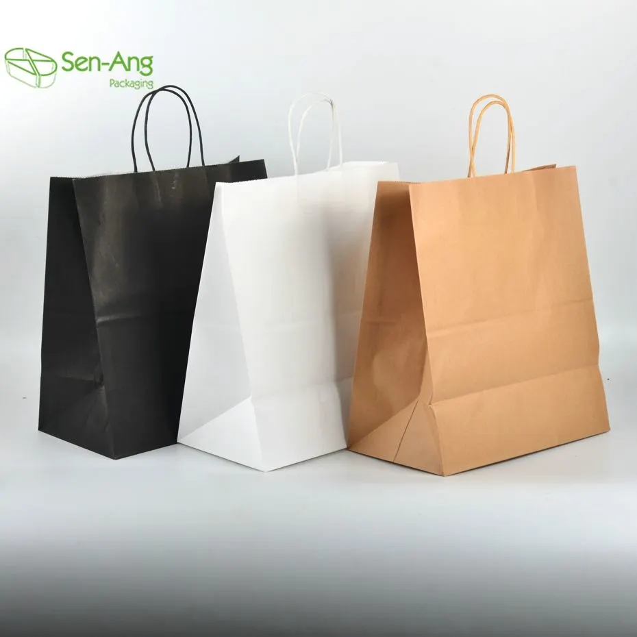 Customized Printing Wide Bottom Kraft Paper Shopping Bag