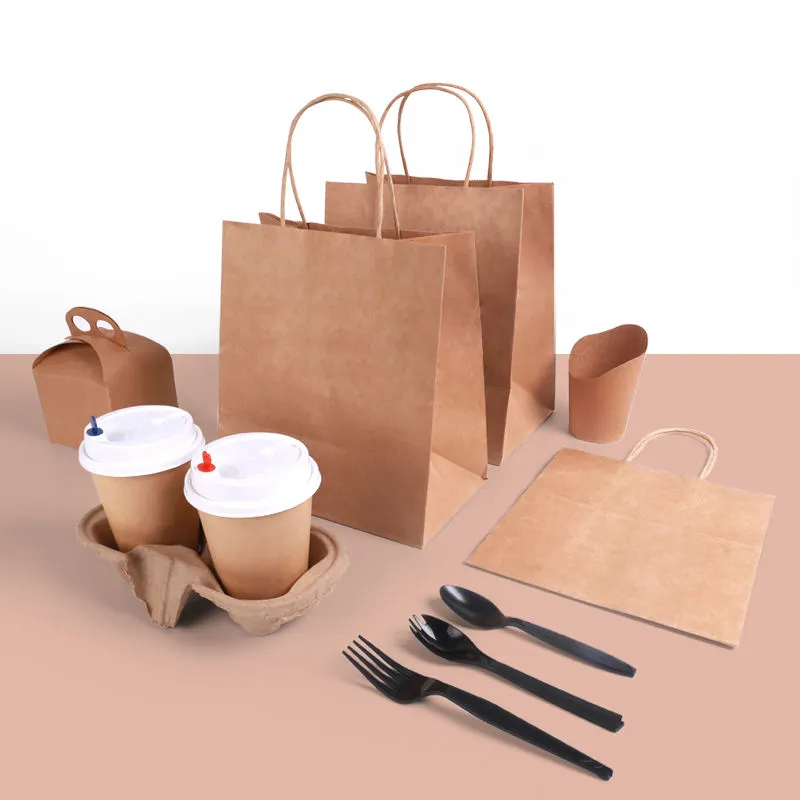 Custom Logo Kraft Paper Shopping Bag Takeaway Paper Bag with Handle - Image 3