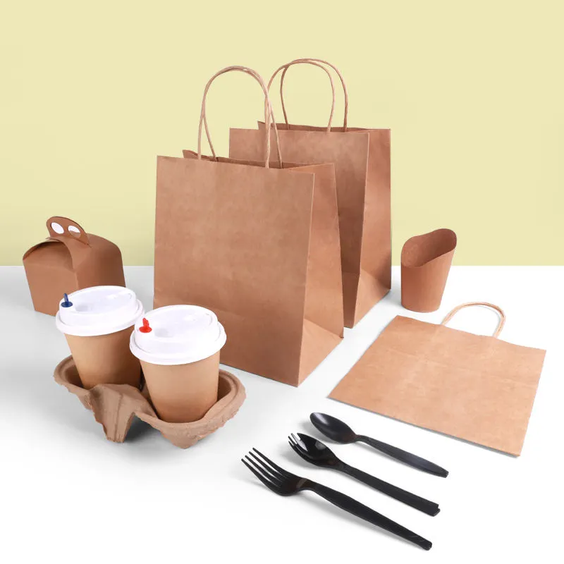 Custom Logo Kraft Paper Shopping Bag Takeaway Paper Bag with Handle - Image 4