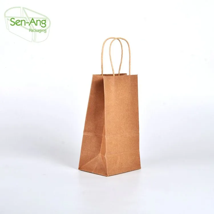 Disposable Style Custom Printing Brown Kraft Paper Bag
