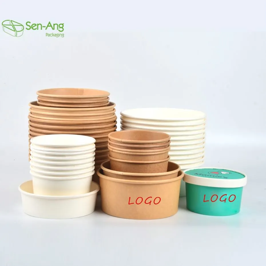 32oz 40oz PLA Coating Kraft Salad Paper Bowl with Lid - Image 3